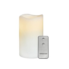 Διακοσμητικό λευκό κερί 1LED μπαταρίες (2xAA) και ΟΝ/ΟFF IR τηλεχειριστήριο θερμό λευκό IP20 φ7.5x15cm | Aca Lighting | F0711516